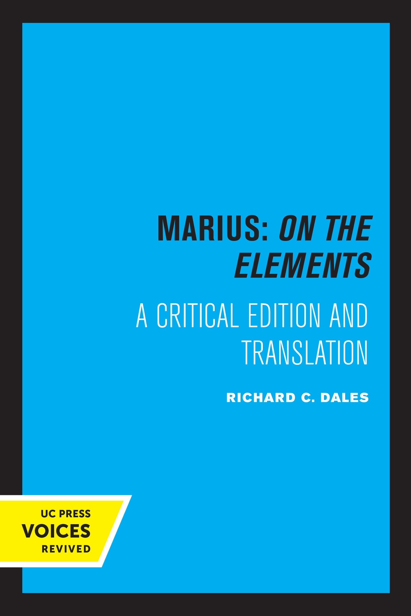 Cover image for Marius: On The Elements ISBN 9780520372078